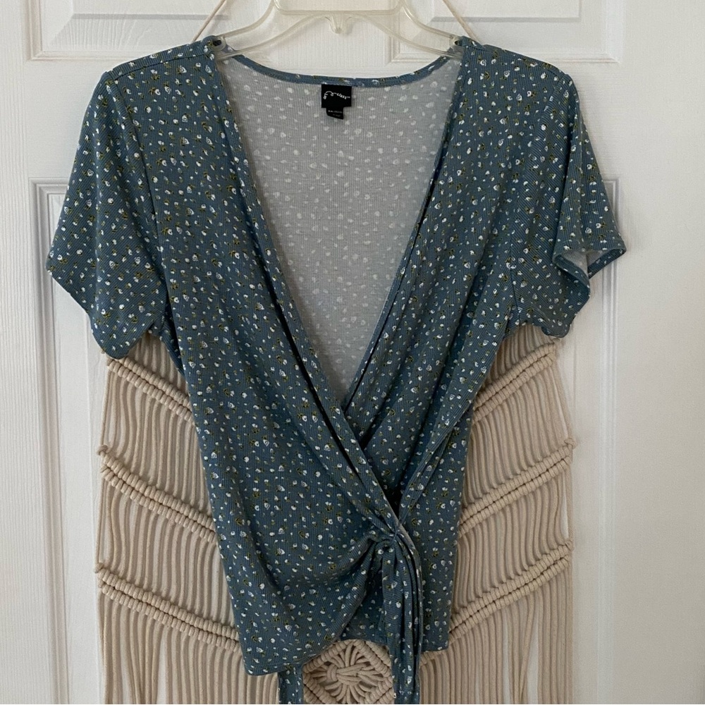 Slate blue wrap shirt
